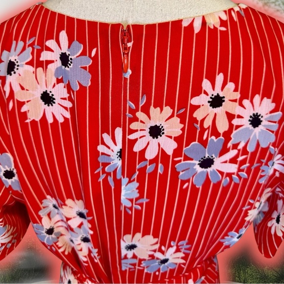 NWT Madewell ‘Button-Wrap Dress in Daisy Society’ in “Retro Stripe Lipstick Red” - Picture 11 of 16